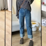 Осенние прямые свободные джинсы, штаны, большой размер, 2024 года, свободный крой