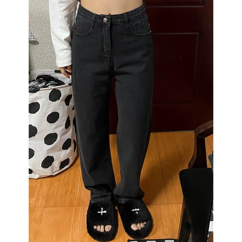 Черные джинсы, штаны, свободный прямой крой, оверсайз, по фигуре, высокая талия