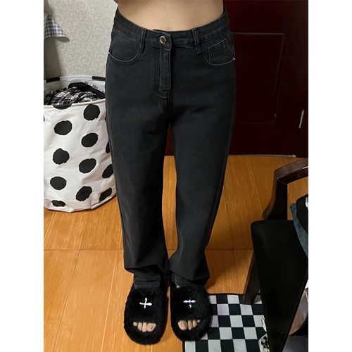 Черные джинсы, штаны, свободный прямой крой, оверсайз, по фигуре, высокая талия