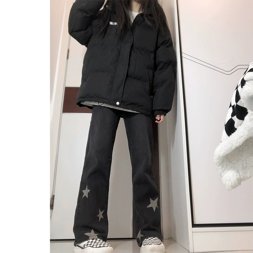 Черные джинсы, штаны, размер, по фигуре, подходит для подростков, свободный прямой крой