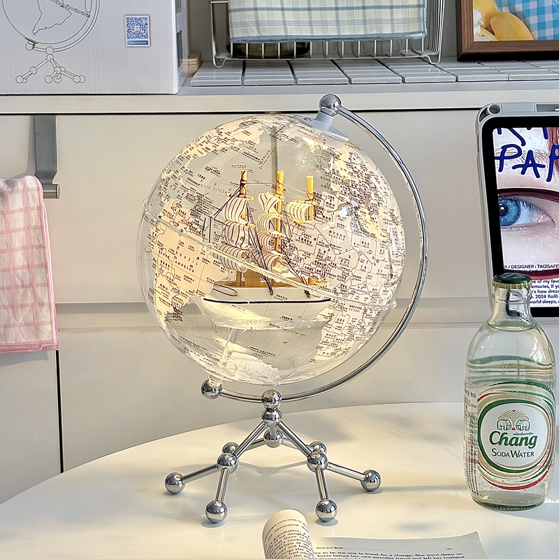 Transparent Globe Luminous Ornament, Light Luxury High-End Living Room, Wine Cabinet, Study Desk, Birthday Gift, Home Decoration