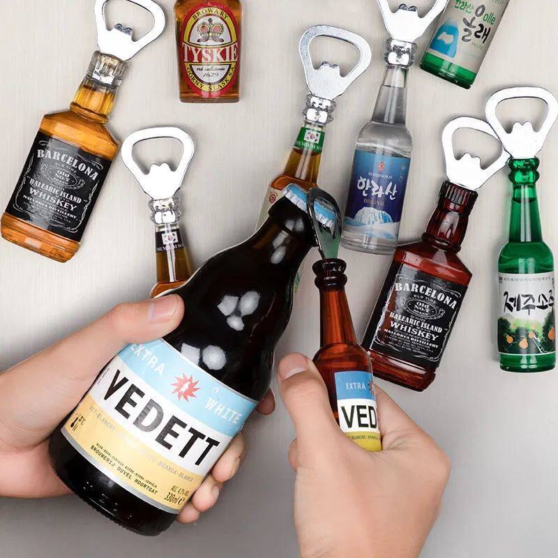 Creative Fun Bottle Opener Fridge Stick Magnet Wine Bottle Soda Magnetic Sticker Magnet Bottle Opener Starter Bottle Opener