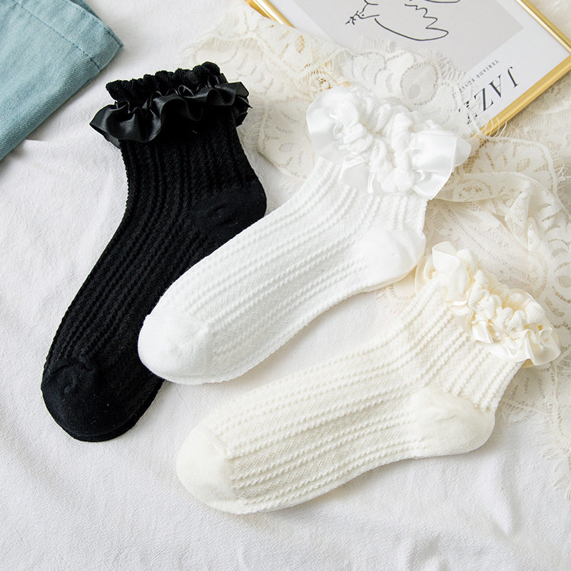 Kiki Little Terri autumn thin section solid color tube socks female Japanese jk street fashion bubble mouth Lolita socks