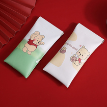 Cute cartoon glasses storage bag high-end real soft leather portable niche womens leather sunglasses sunglasses glasses bag