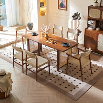 Nordic solid wood dining table for home living room rectangular dining table simple modern Japanese style bed and breakfast oak dining table and chair combination