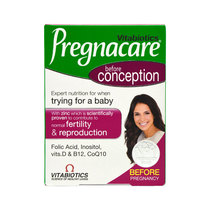 September 26 British Pregnacare womens multivitamin for pregnancy preparation contains 30 tablets of folic acid