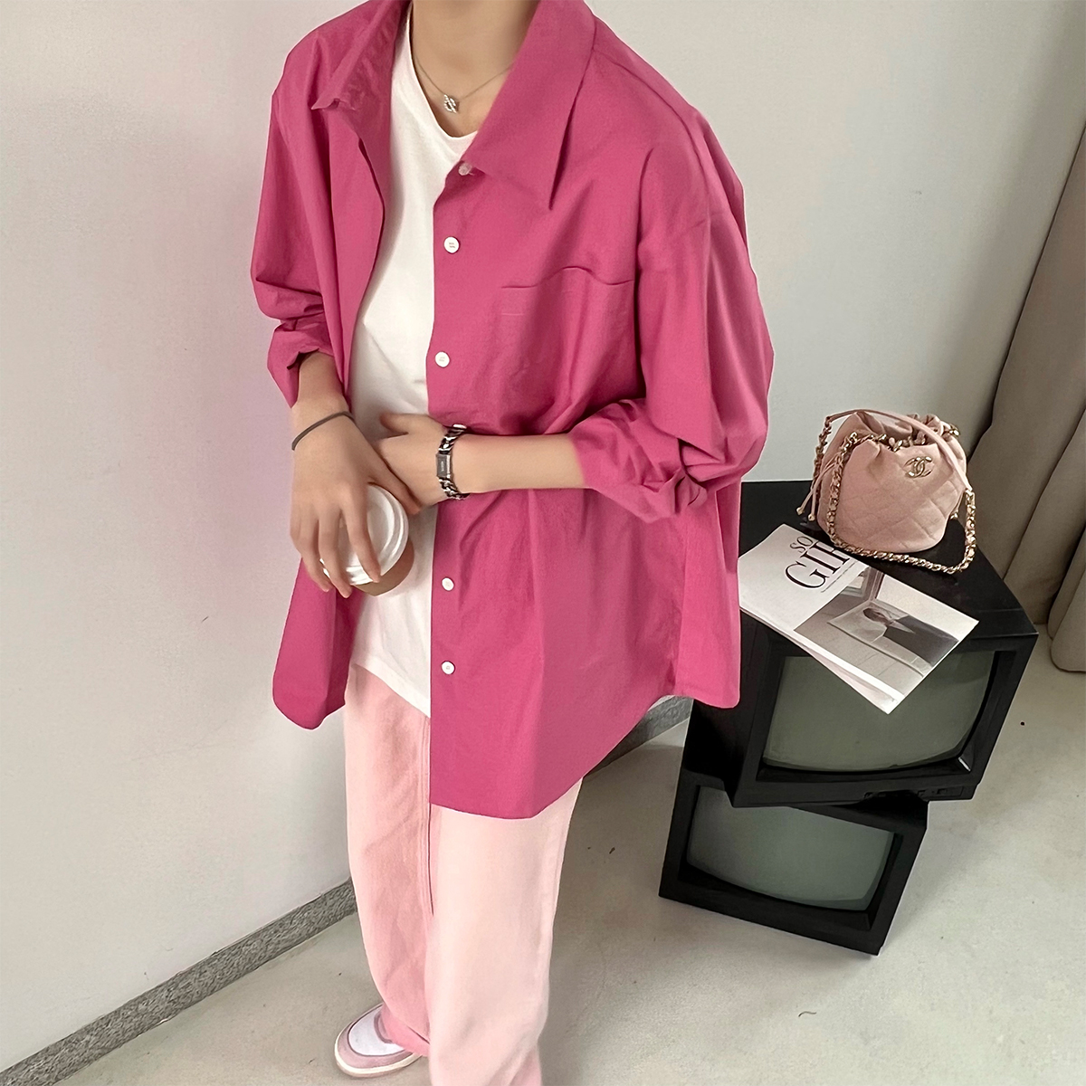 Xu Lu LUFF LOVE gradual layer of blush pants ~ retro high waist jeans Women's new casual loose broadlegged pants