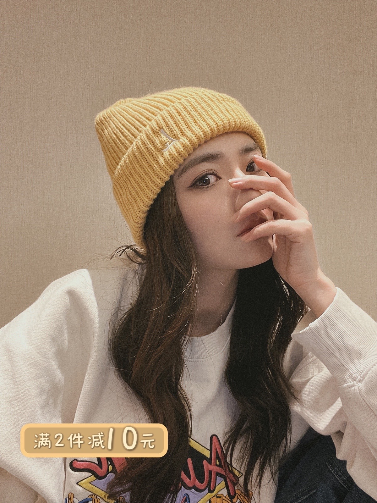 Xu Lu LUFF LOVE warm winter wool hair line hat Han version embroidered knit pure color thickened display face small cold cap