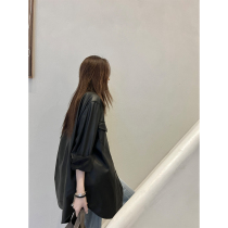 Xu Lu LUFF LOVE (with Sexual Sprinkle ~) Black Mid-Length Leather Coat Shirt Multiple Wear 