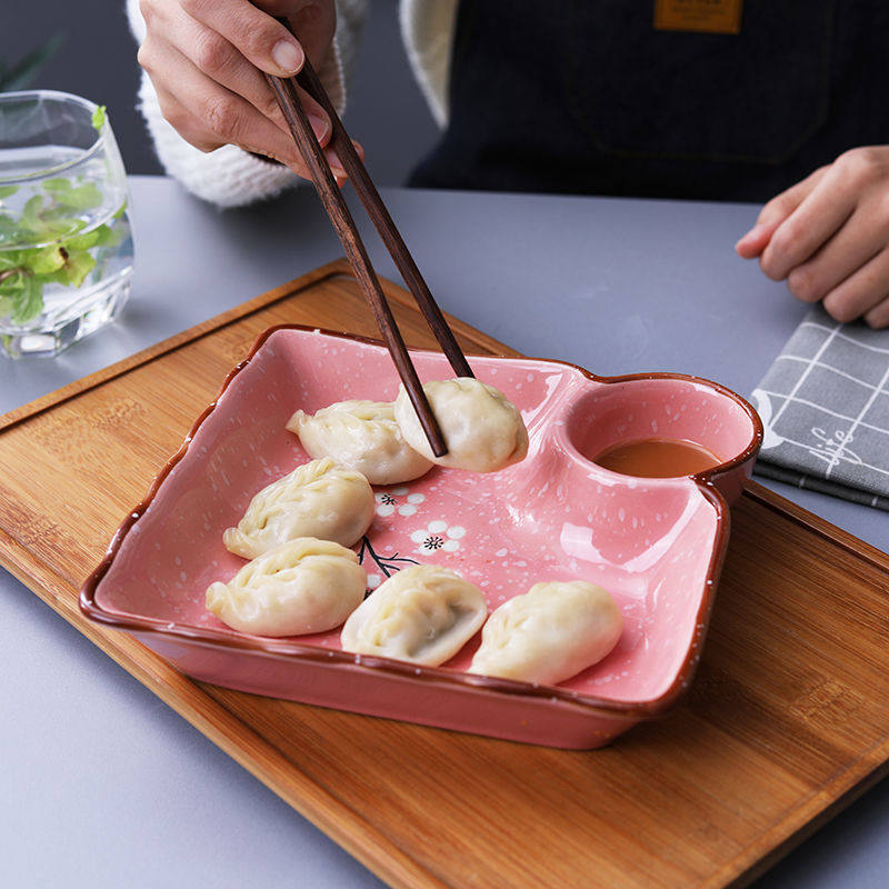Eating dumpling bowls, special bowls for dumplings, special bowls for dumplings, plates for dumplings with vinegar bowls, vinegar dishes, household ceramics