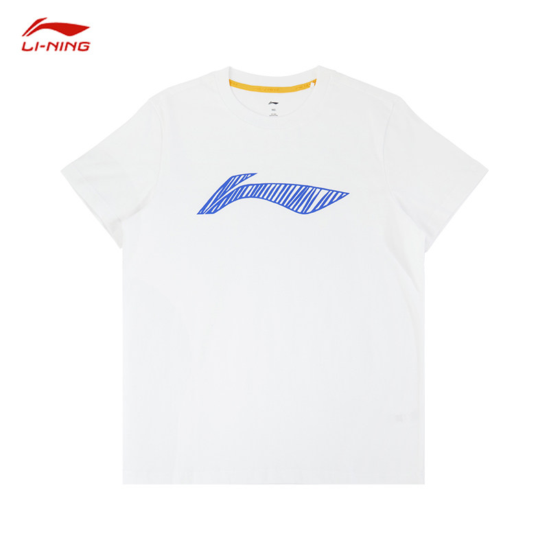 Li Ning short-sleeved T-shirt men 2022 summer cotton sports round neck half-sleeved loose big LOGO cultural shirt YHSS315
