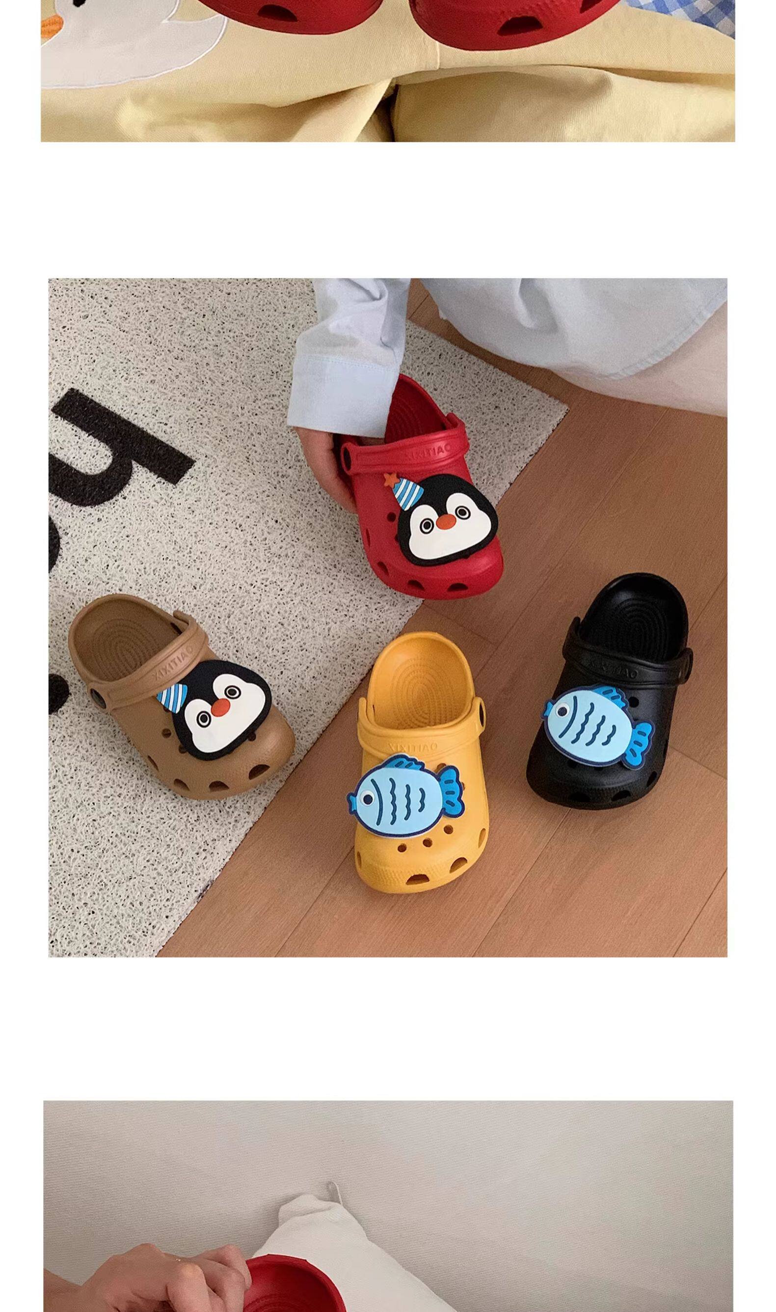 Cute Penguin and Fish Design Children's Sandals with Arch Support, Suitable for Boys and Girls, Parent-Child Beach Shoes — 6