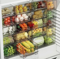 Refrigerator storage box organizer drawer-type kitchen transparent crisper thickened PET food-grade fruit and vegetable divider box
