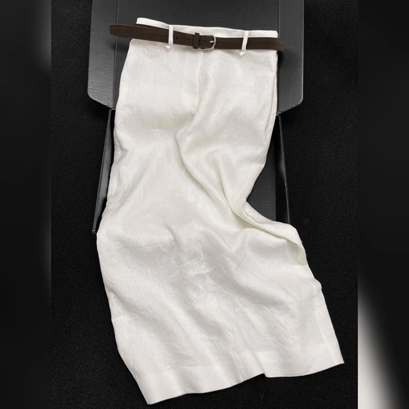 White Straight Linen Skirt for Women, 2026 Summer New Style, A-Line High-Waisted, Slimming, Stunning Mid-Length Pencil Skirt White Straight Linen Skirt for Women, 2026 Summer New Style, A-Line High-Waisted, Slimming, Stunning Mid-Length Pencil Skirt