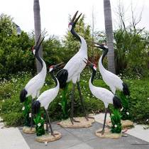 Outdoor sculpture glass fiber reinforced plastic animal water spray simulation crane red-crowned crane garden garden fake T mountain pool villa pendulum