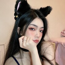 Cat ear hair stirrup with feminine hair and cute super cute outer wear net red popcorn Cat Black Headwear Photo Fox