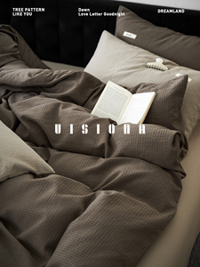 Visiona Fantasy Series [Soft Light Fog] 100% Cotton Waffle Four-Piece Quilt Cover Bed Sheets Pure Cotton