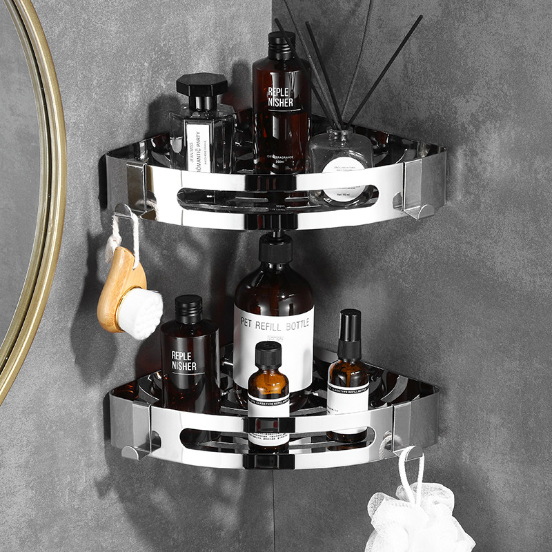 Free Punch Makeup Room Bathroom Shelve 304 Stainless Steel Toilet Bathroom with shower room Triangle wall-mounted