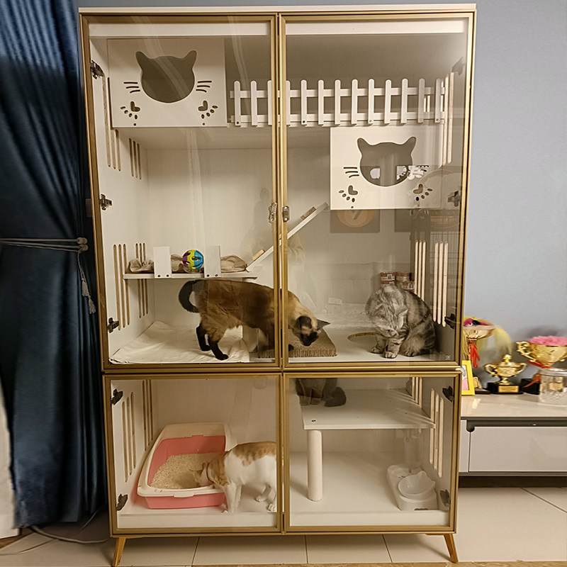 Cat villa home indoor large free space cat house cat house cat house cat cabinet breeding two or three layers of solid wood cat cage