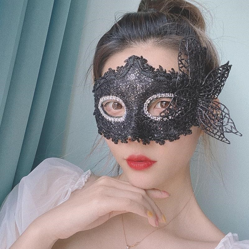 Sexy Princess Mask Halloween Masquerade Lace Black Mysterious Mesh Half Face Mask 2021 New