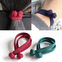 China knot head rope childrens headwear elastic double layer rubber band hair ring double scalp fascia new girl knotted hair rope