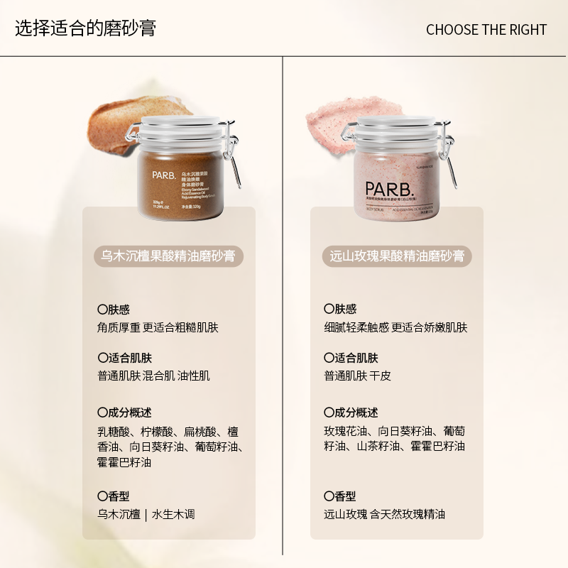 新香上线！PARB果酸精油身体磨砂膏，乌木玫瑰的奢华体验，嫩肤保湿的秘密武器！