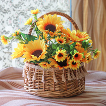 Tassel flower basket decoration souvenir rattan straw sunflower hand-held flower basket picnic photo
