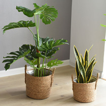 Woven flower baskets straw flower pots rattan baskets large flower baskets bamboo woven sets green plants straw baskets flower balcony baskets