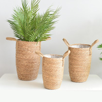 Nordic straw flower basket vase decoration living room flower arrangement flowers portable flower pot home balcony living room plant flower basket