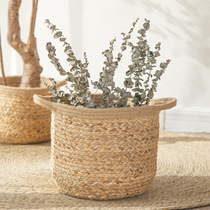 Handmade basket ornaments exterior decoration flower baskets balcony flowers and grass woven flower pots portable covers storage flower basket props