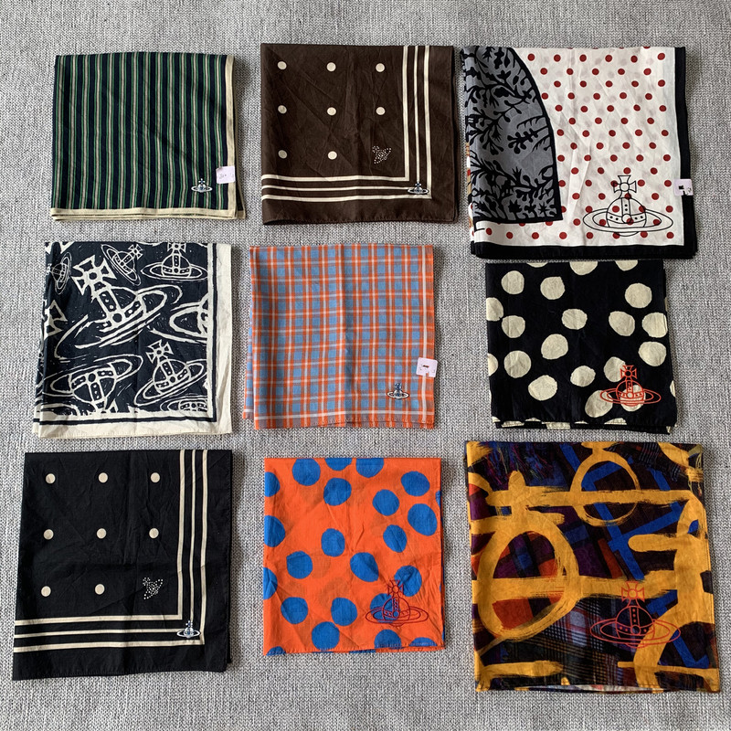 Japanese Saturn Pattern Thin Silk Scarf Polka Dot Plaid Square Scarf Handkerchief High-End Small Scarf Decorative Headscarf