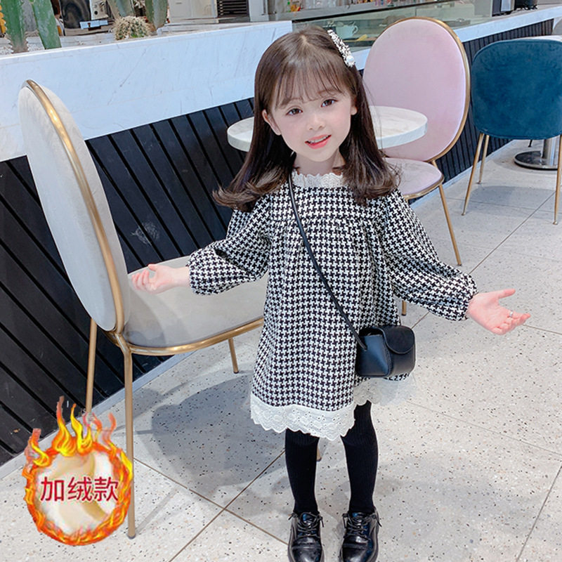 Girl's long sleeved dough plus thicken Han Edition Baby Children's Little Fragment Dress Princess