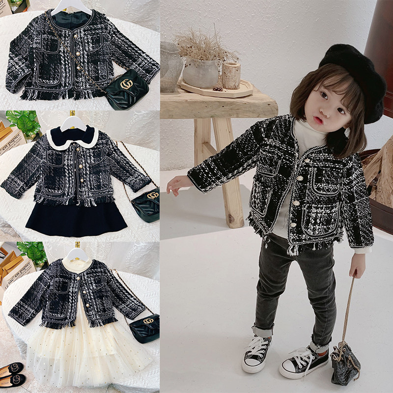 Girls Spring Yellow Long Sleeve Short Coat 2023 new Han - Edition Baby Children's Fashion Little Verme Cover