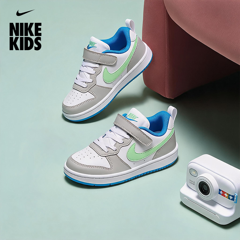 Nike/Nike Baby and Children's Low-Top Casual Sports Sneakers Court Borough Velcro Lightweight Kidsren's Men's Shoes