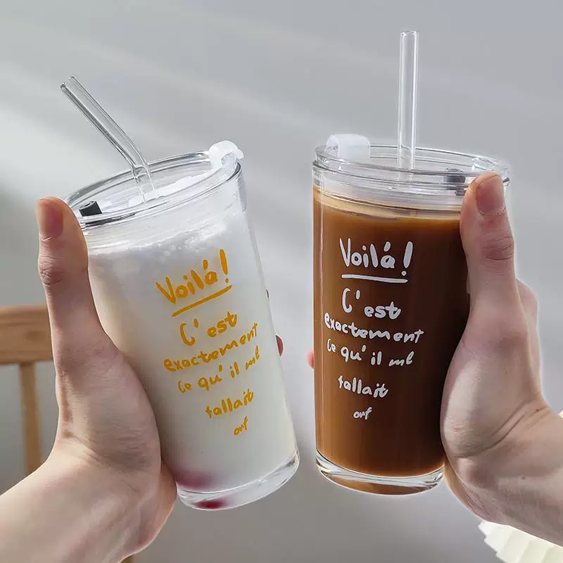 [450ml кофейная чаша чаша чайный стакан со стеклянной соломинкой для дома и офиса]