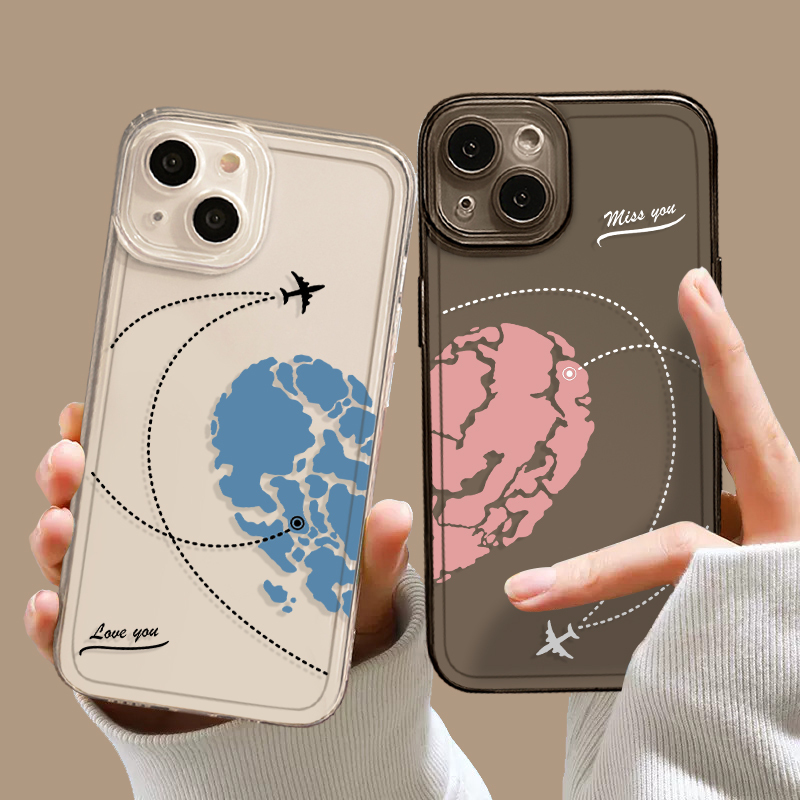 Couple Phone Cases Suitable for Apple 14, Heart Design, 15 Transparent, 16/Iphone13Pro Map, 12Mini for Men and Women, 11Promax Airplane, X Niche, 8Plus High-End Feel, 17 Show Affection, XS Pair Couple Phone Cases Suitable for Apple 14, Heart Design, 15 Transparent, 16/Iphone13Pro Map, 12Mini for Men and Women, 11Promax Airplane, X Niche, 8Plus High-End Feel, 17 Show Affection, XS Pair
