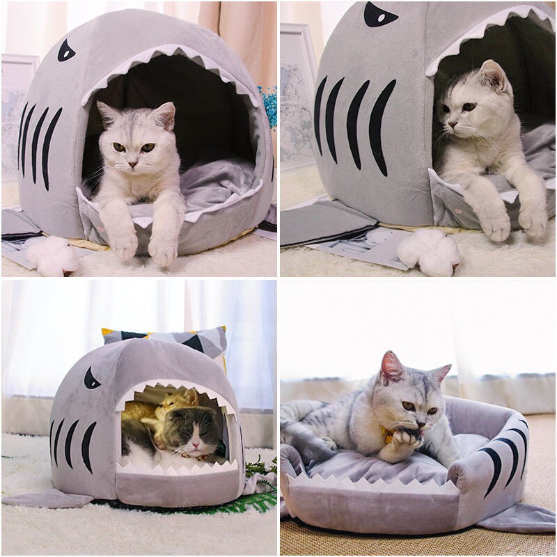 Cat litter four seasons universal shark removable and washable cat house cat house closed kennel winter warm winter cat supplies