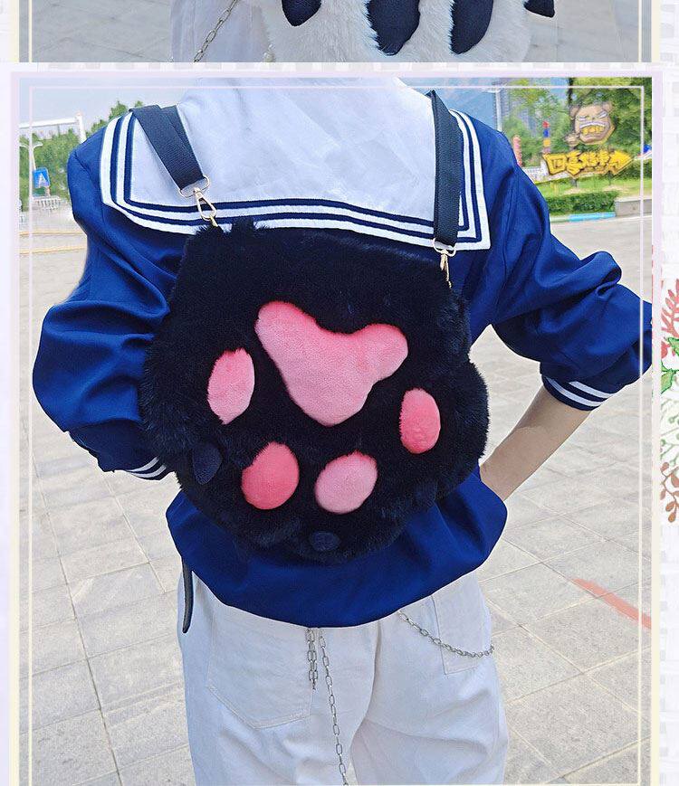 furry福瑞/兽装 可爱毛绒斜包猫爪挎包包包女新款ins单肩软妹学生卡通链条少女萌 Other