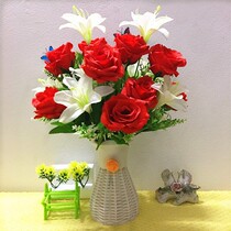 Emulated flower fake flower rose lily combined florin florin livingroom flower suit Family table Hotel Decorative Flowers