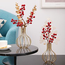 Red Hair Chaego Red Fruits Red Fruits New Year Living-room Adornment Swing Piece Tabletop Fake Flower Emulation Flower Restaurant Home Little Furnishing