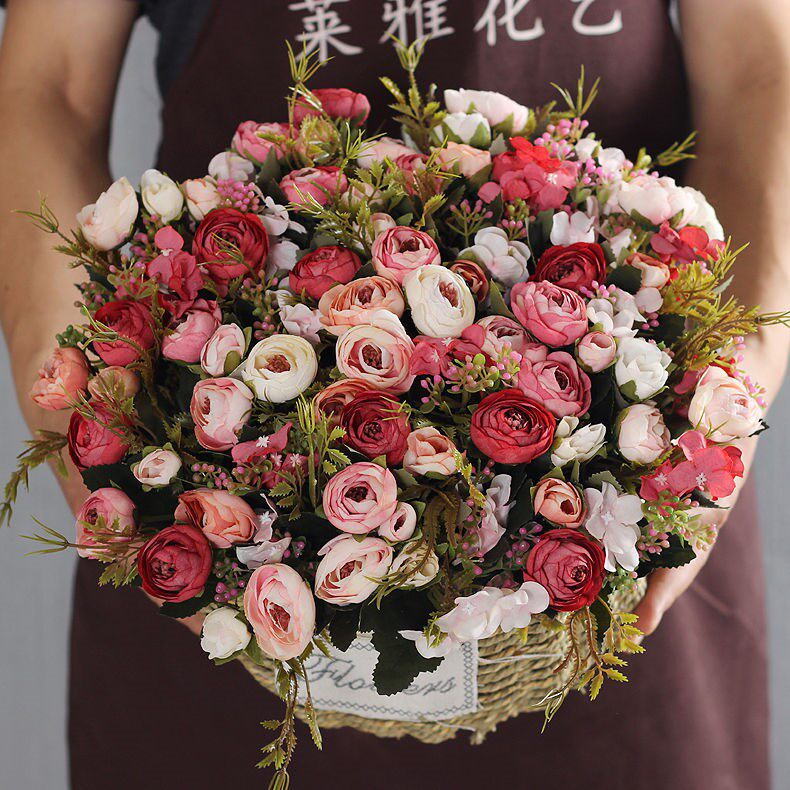 Autumn Leaf Tea Flower Emulation Flower Suit Living Room Furnishing decoration Fake Flowers Nordic Table Tea Table Dry Flower Fake Flower Pendulum