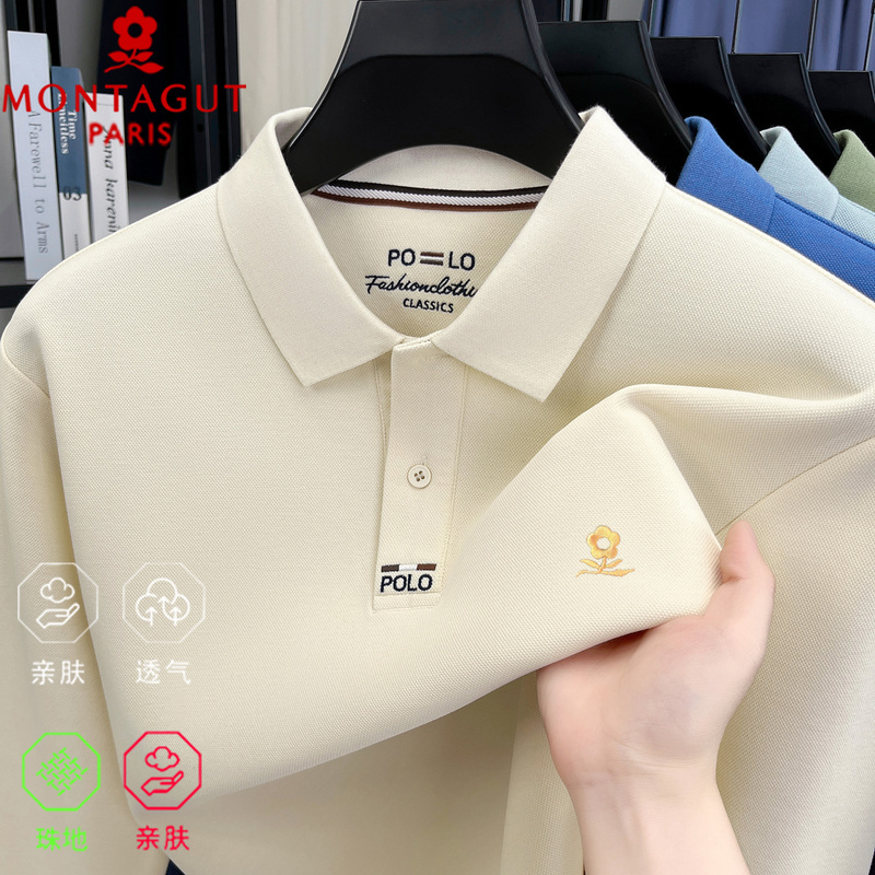 Montagut Long-Sleeve T-Shirt for Men, Autumn and Winter, Pure Cotton, Thickened Pique, High-End Collared Embroidered Polo Shirt, Base Layer Top Montagut Long-Sleeve T-Shirt for Men, Autumn and Winter, Pure Cotton, Thickened Pique, High-End Collared Embroidered Polo Shirt, Base Layer Top