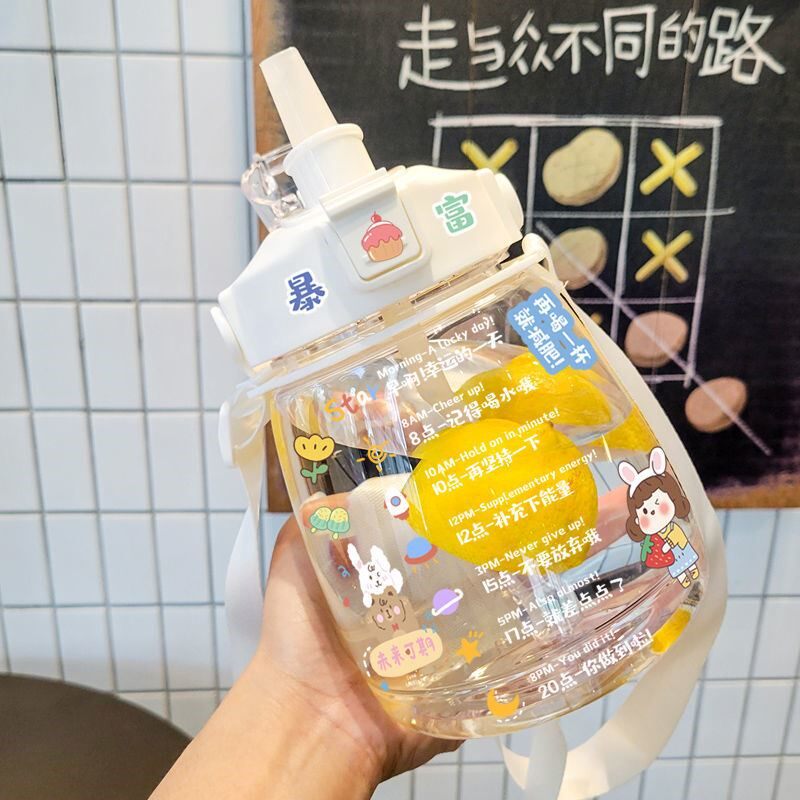 Large Capacity Large Belly Cup 2000ml Portable Water Glass Female Portable High Temperature Resistant Mesh Red Cups Cute Portable Sports Water