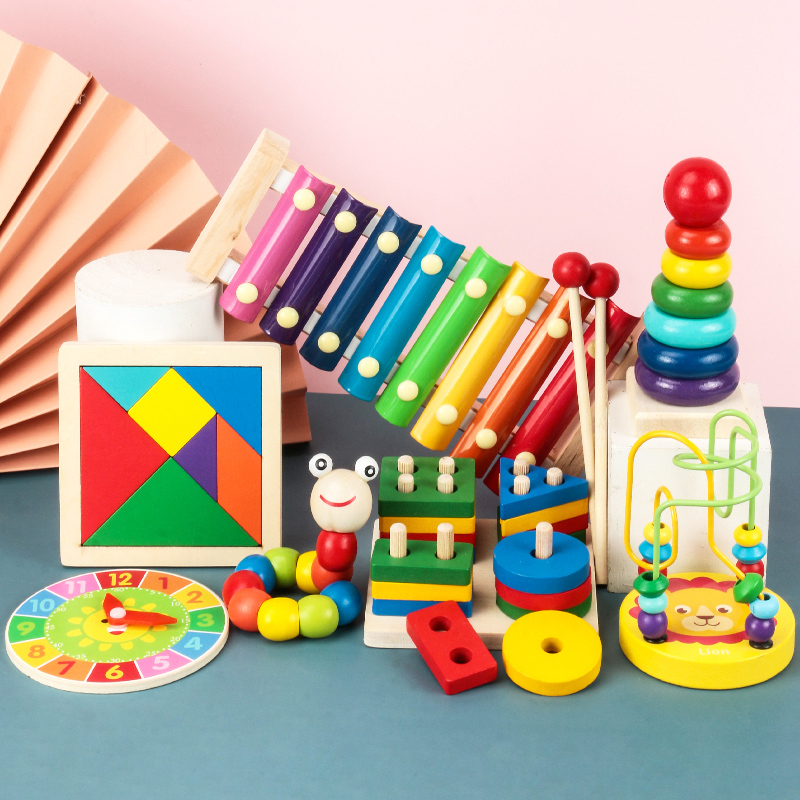 Mon Early Teach Puzzle Toys Children Geometric Shapes Trekage Pair Boards 2-Year-Old 3-Year-Old Baby Cognition Building Blocks Toys