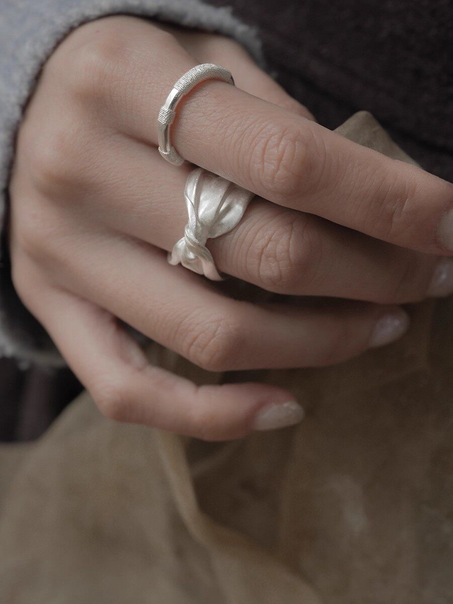 Silk Satin Twisted Open Ring Vintage Designer Ring Jewelry_voghion.com