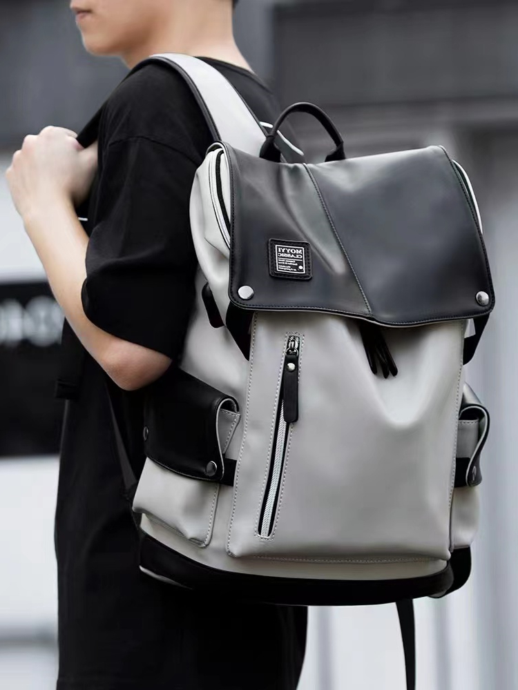 Light luxury men's backpack casual trend Korean youth backpack men's school bag flip travel bag computer bag men's bag