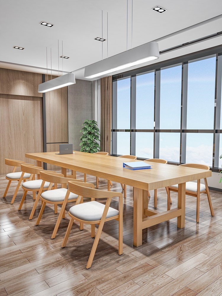 Simple and modern conference table all solid wood table long long table workbench office negotiation table and chair large board table combination
