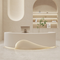 Curved beauty salon cashier clothing store front desk company reception desk bar paint simple modern shop counter
