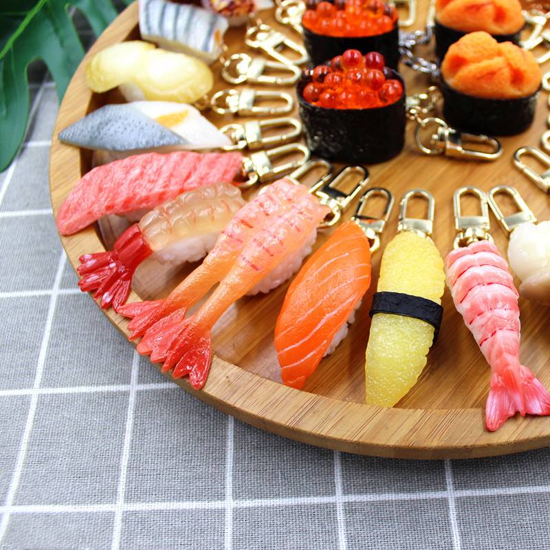 Simulated Food Pendant Japanese-Style Salmon Sushi Keychain Creative Bag Pendant Simulated Food Pendant Japanese-Style Salmon Sushi Keychain Creative Bag Pendant