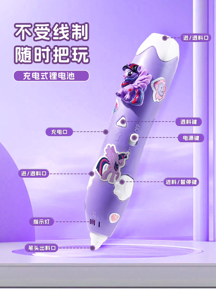 My Little Pony 3D Printing Pen Kidsren's Stereo Pen Printer Pen Educational Toy Girl's Birthday Gift on Children's Day